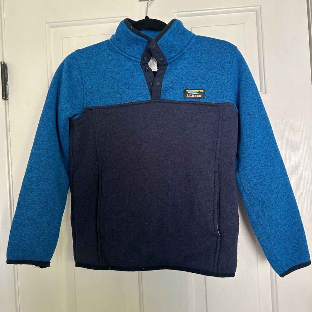 L.L. Bean Blue on Blue Fleece Pullover Boy Sz 10-12